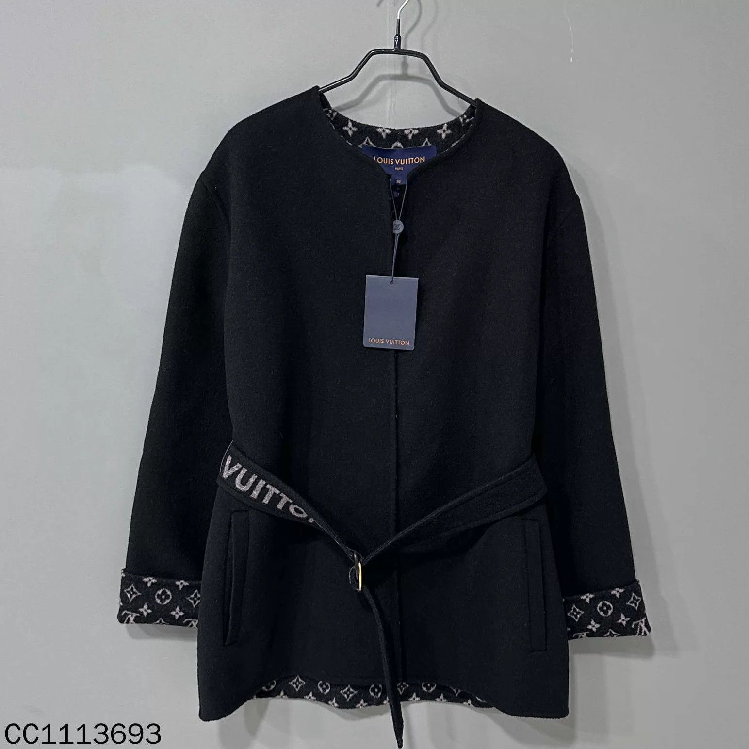 Louis Vuitton LV black monogram all over print overcoat 38 Size S / US 4 / IT 40 - 1 Thumbnail