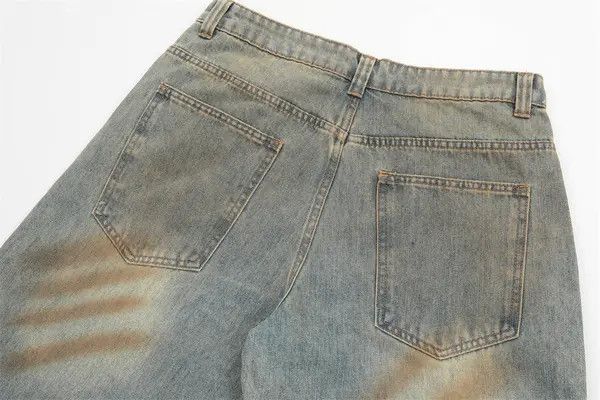 VIBE Men's punk trend loose straight washed distressed jeans Size US 32 / EU 48 - 4 Thumbnail