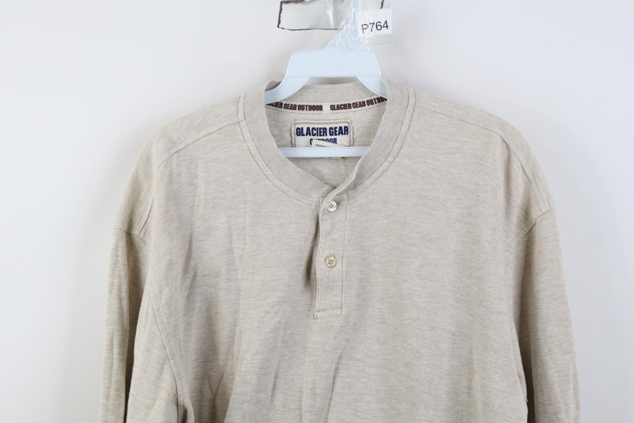 Vintage Vintage 90s Streetwear Waffle Knit Henley T-Shirt Beige Size US L / EU 52-54 / 3 - 2 Thumbnail