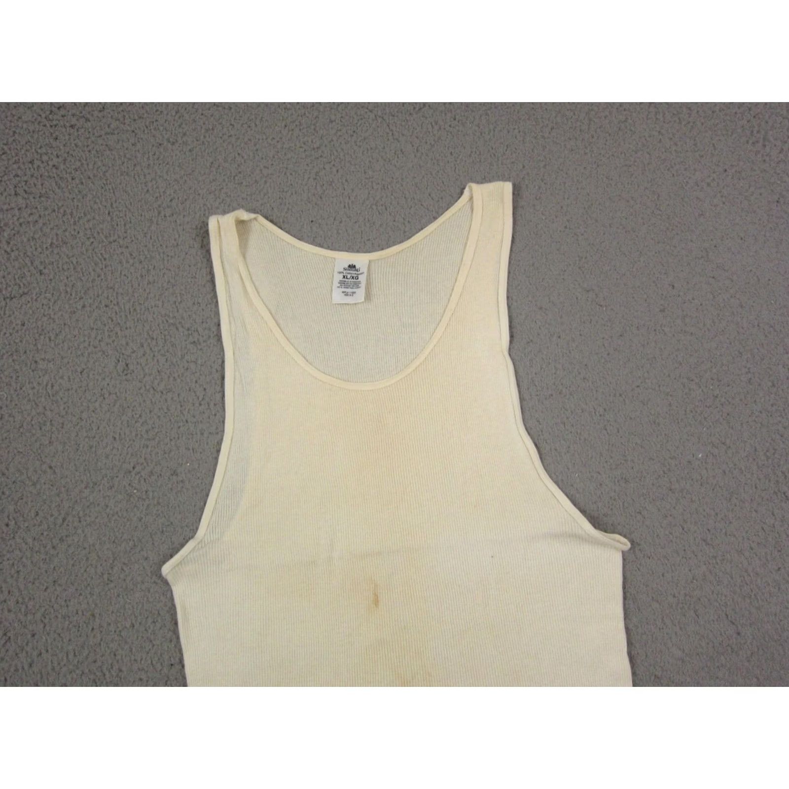 Stafford VINTAGE Stafford Tank Top Shirt Mens Extra Large XL Creme Cotton Ribbed 90s Size US XL / EU 56 / 4 - 2 Thumbnail