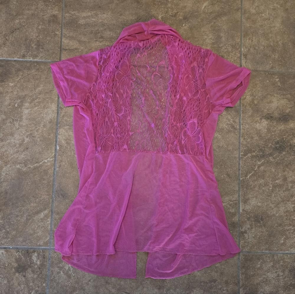 Designer Dark Pink Dressy Cardigan Short Sleeve Size M / US 6-8 / IT 42-44 - 2 Thumbnail