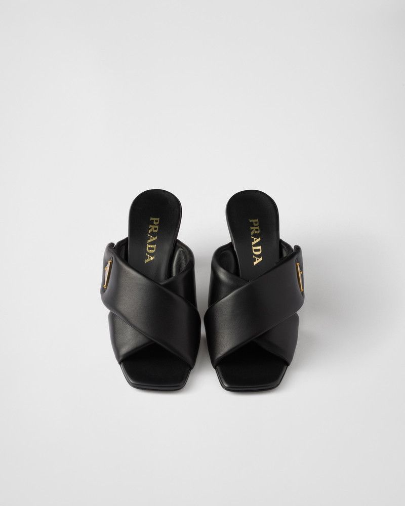 Prada o1B3y1r0526 Padded Nappa Leather Sandals in Black Size US 9 / IT 39 - 3 Thumbnail