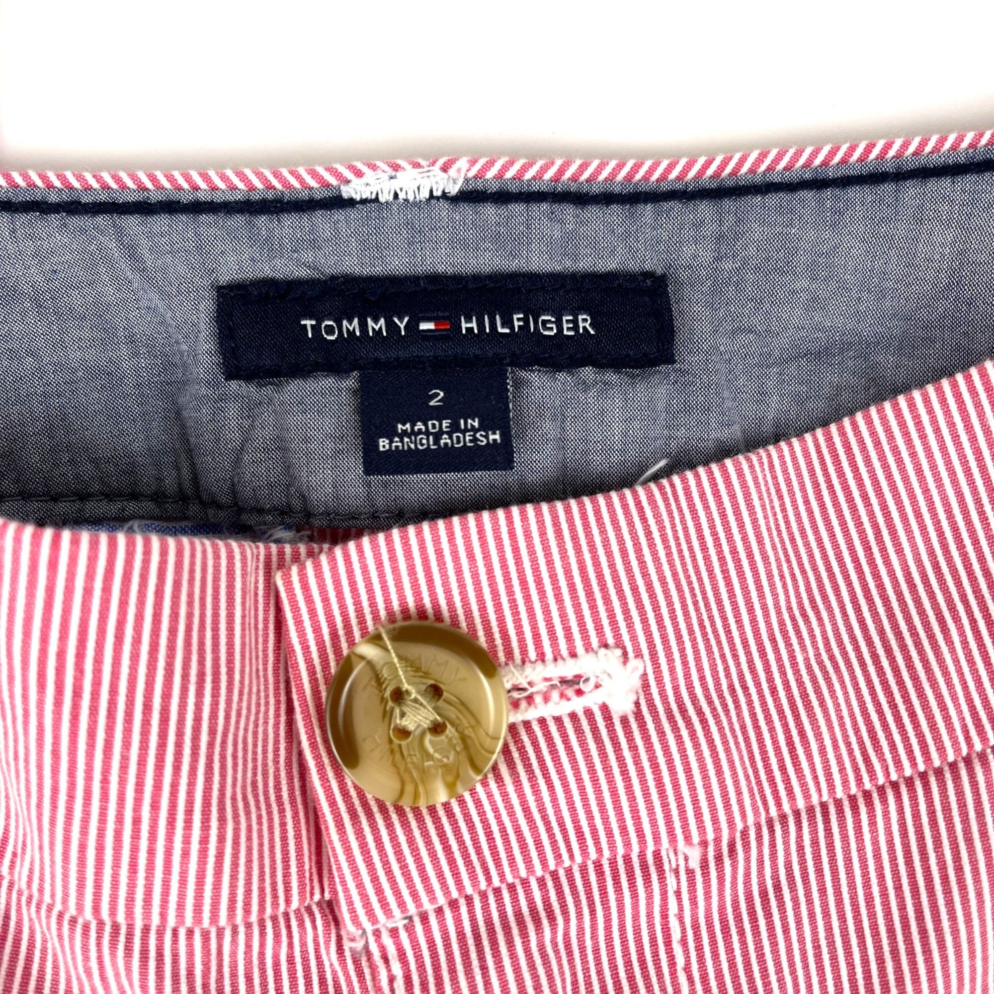 Tommy Hilfiger Tommy Hilfiger Women's Seersucker Cuffed Crop Pants Pink Siz Size 26" / US 2 / IT 38 - 2 Thumbnail