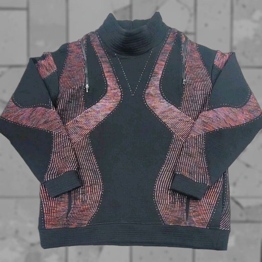 Nike Nike Womens Oversized Mock Neck Sweatshirt Black Geometric Pattern City Ready Tech Pack Sweater Size S / US 4 / IT 40 - 1 Thumbnail