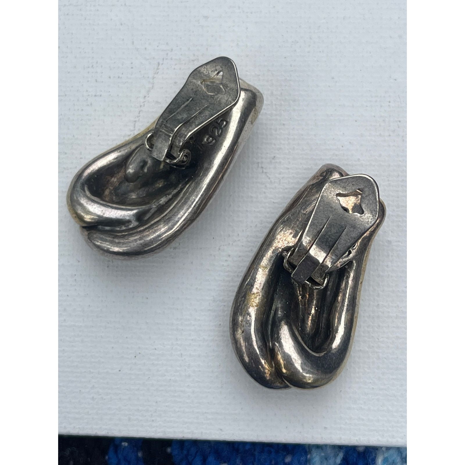 Vintage Modernist Bat Ami Israel Signed Earrings Sterling Silver Size ONE SIZE - 3 Thumbnail