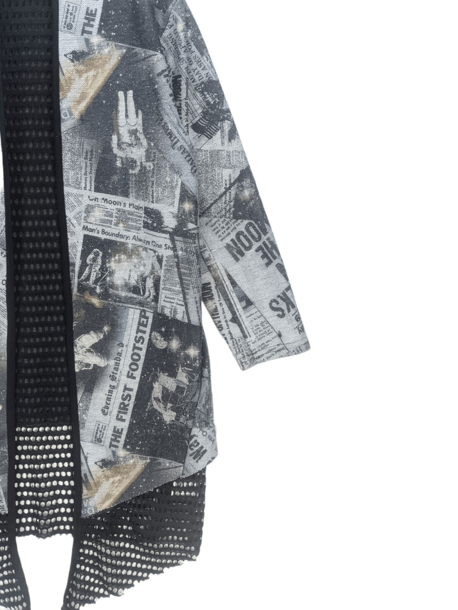 Japanese Brand Steals🔥Cardigan Jacket Fishnet Newspaper Design by Decides Size US M / EU 48-50 / 2 - 7 Thumbnail