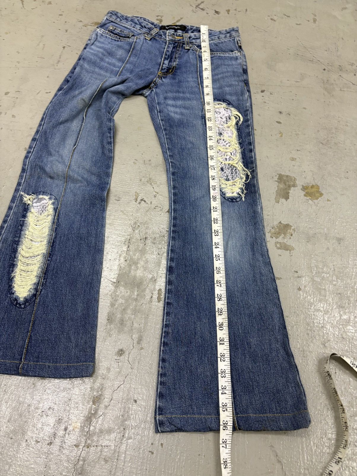 If Six Was Nine Beast Flared Distress Denim Jeans Size US 28 / EU 44 - 19 Thumbnail