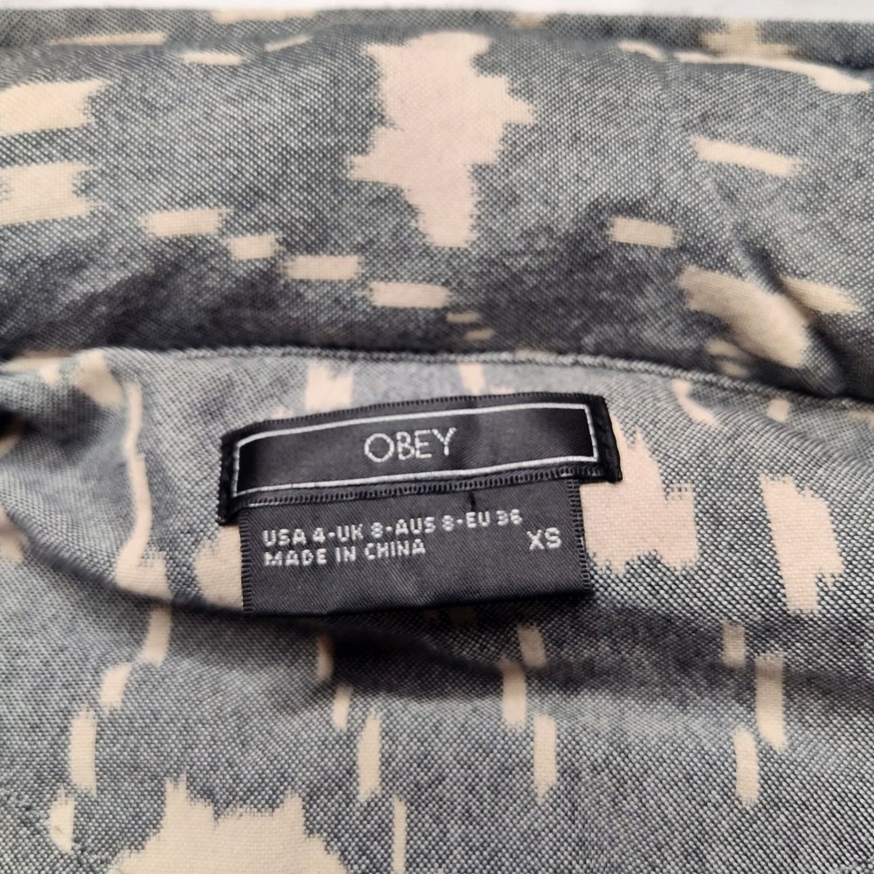 Obey VINTAGE OBEY Propaganda Women 4 (XS) Gray Abstract Cotton Snap Hooded Utility Jacket Size S / US 4 / IT 40 - 5 Thumbnail