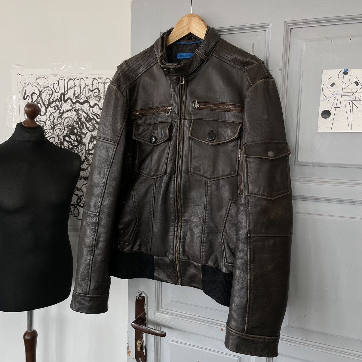 Vintage Vintage Avantgarde Cargo Leather Jacket sz M Size US M / EU 48-50 / 2 - 3 Thumbnail