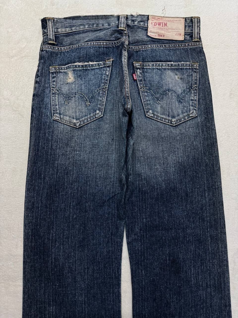 Edwin WIDE 90s Edwin 504R Mudwash Sick Distress Ripped Denim Jean Size US 30 / EU 46 - 16 Thumbnail