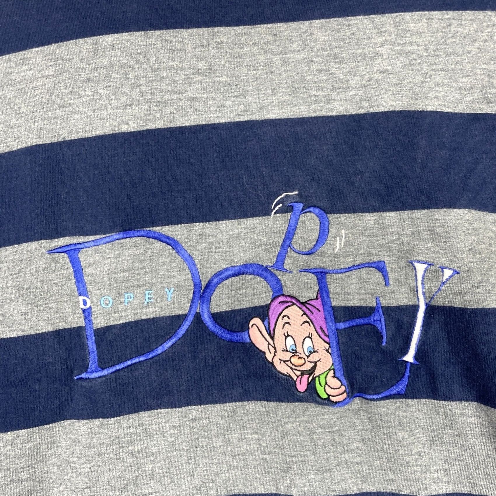 Disney Disney Dopey Shirt Mens Large Gray Blue Striped Embroidered Tee Size US L / EU 52-54 / 3 - 5 Thumbnail