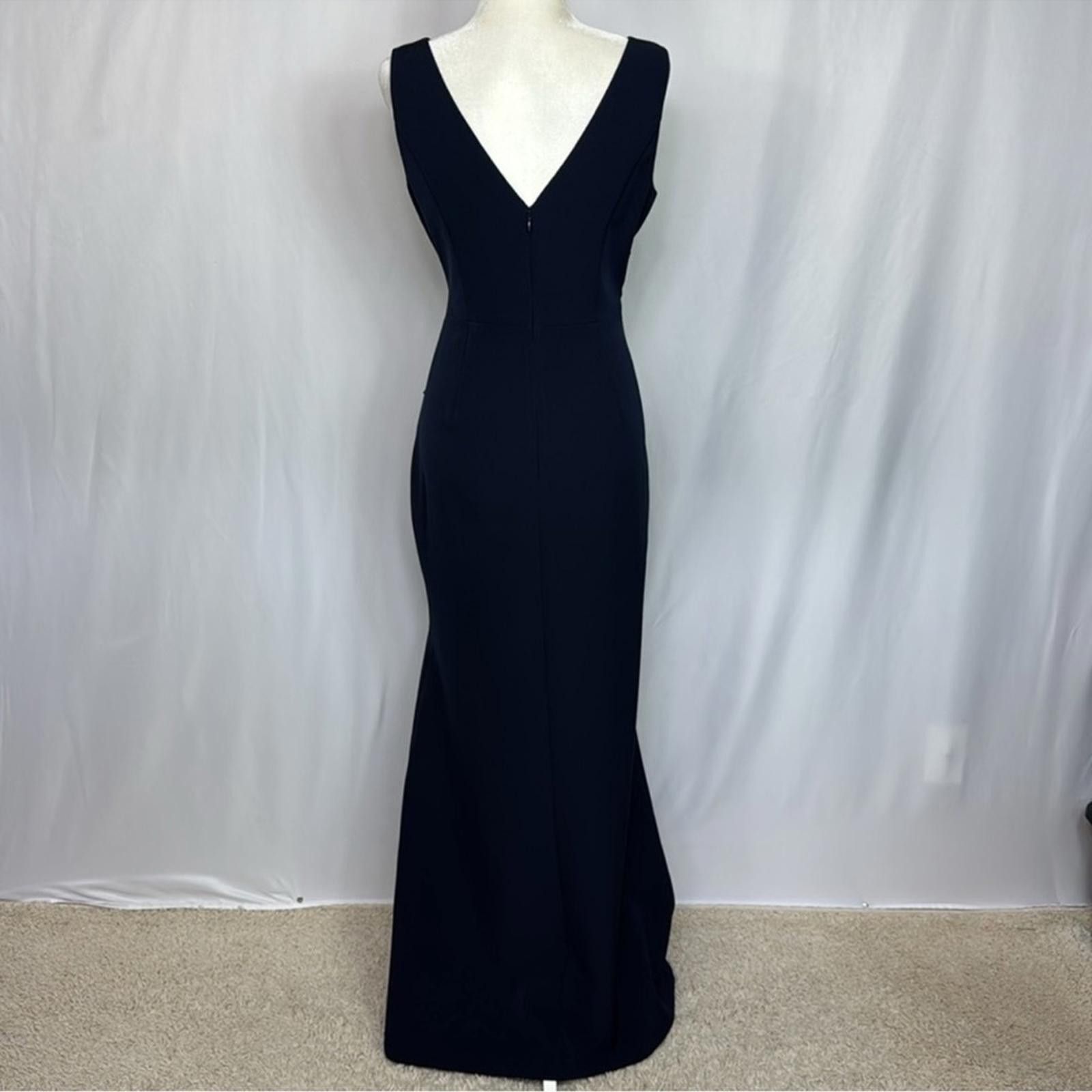 Designer Eliza J Ruffle Front Gown Dress Size 10 Navy Blue Sleeveless Size L / US 10 / IT 46 - 8 Thumbnail