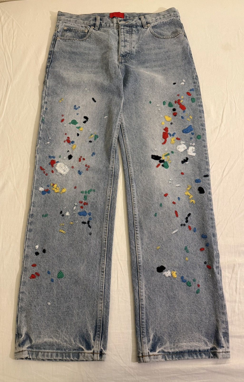 Fugazi Chain Splatter Jeans Light Wash M