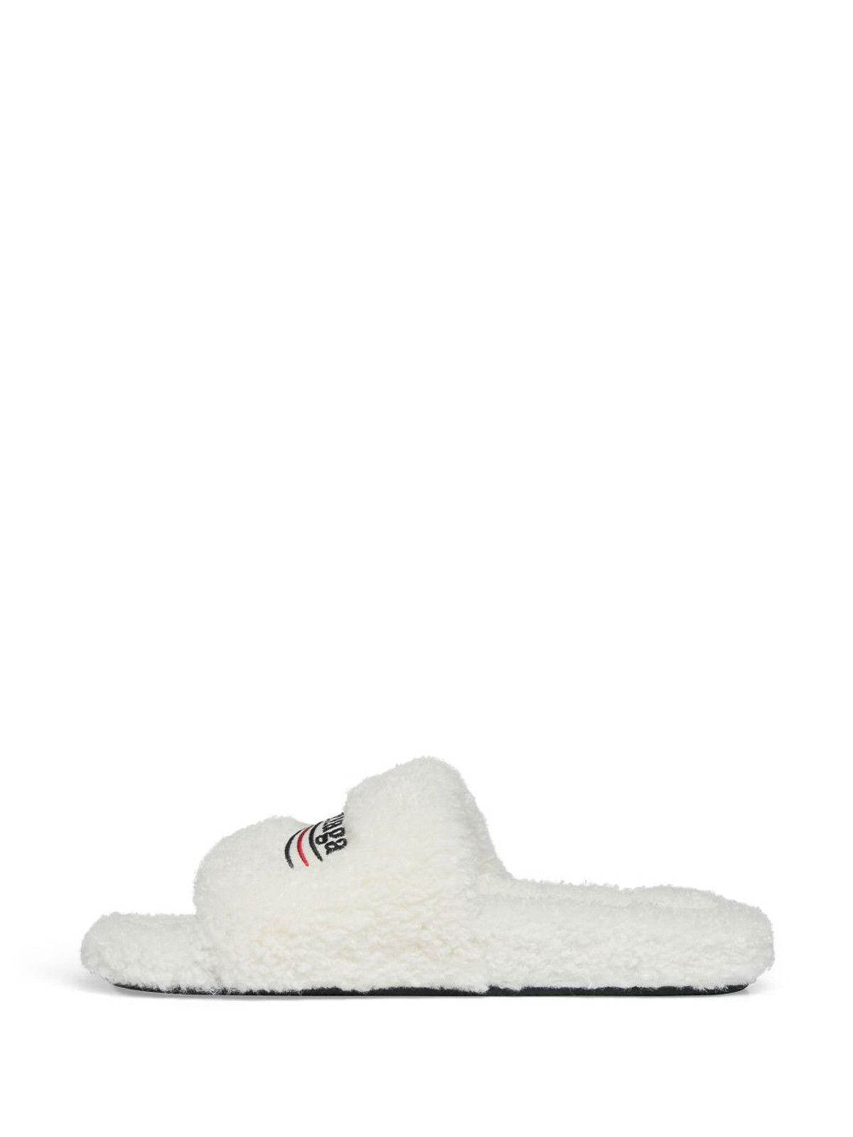 Balenciaga o1s1rm1225 Furry Slide Sandals in White Size US 6 / IT 36 - 2 Thumbnail
