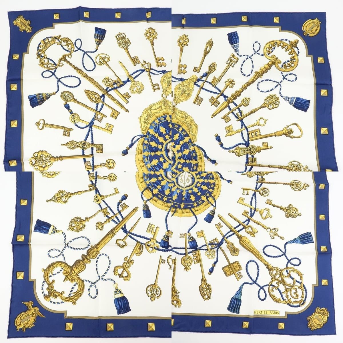 Hermes Hermes Carre 90 Les Cles Silk Scarf White Size ONE SIZE - 3 Thumbnail
