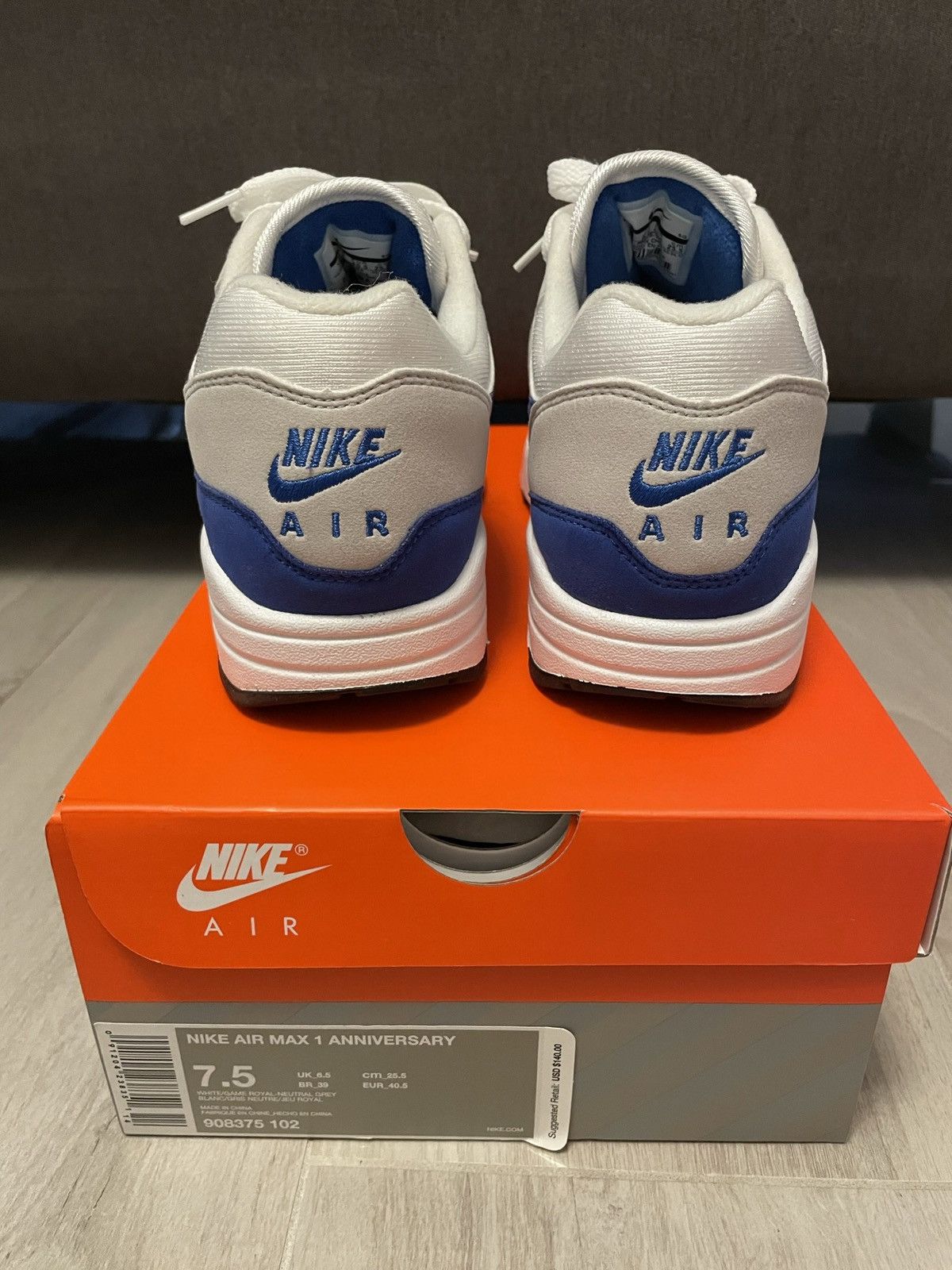 Nike Nike Air Max 1 Anniversary Royal (2017) Size US 7.5 / EU 40-41 - 3 Thumbnail