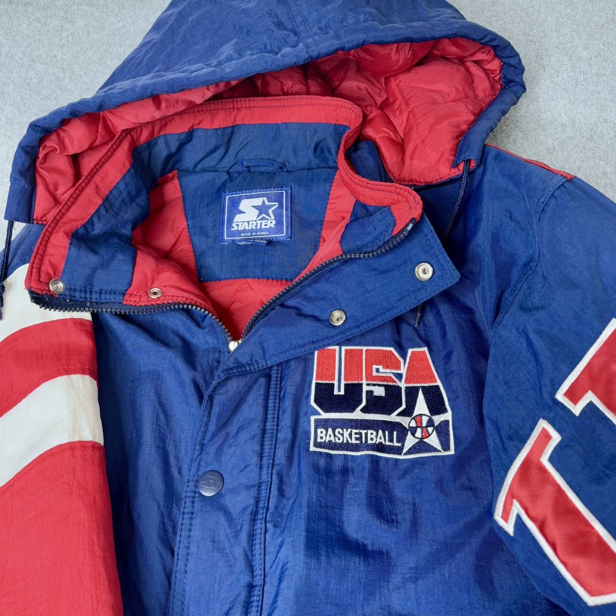 Vtg Olympic USA Basketball 90s Starter Coat America XL