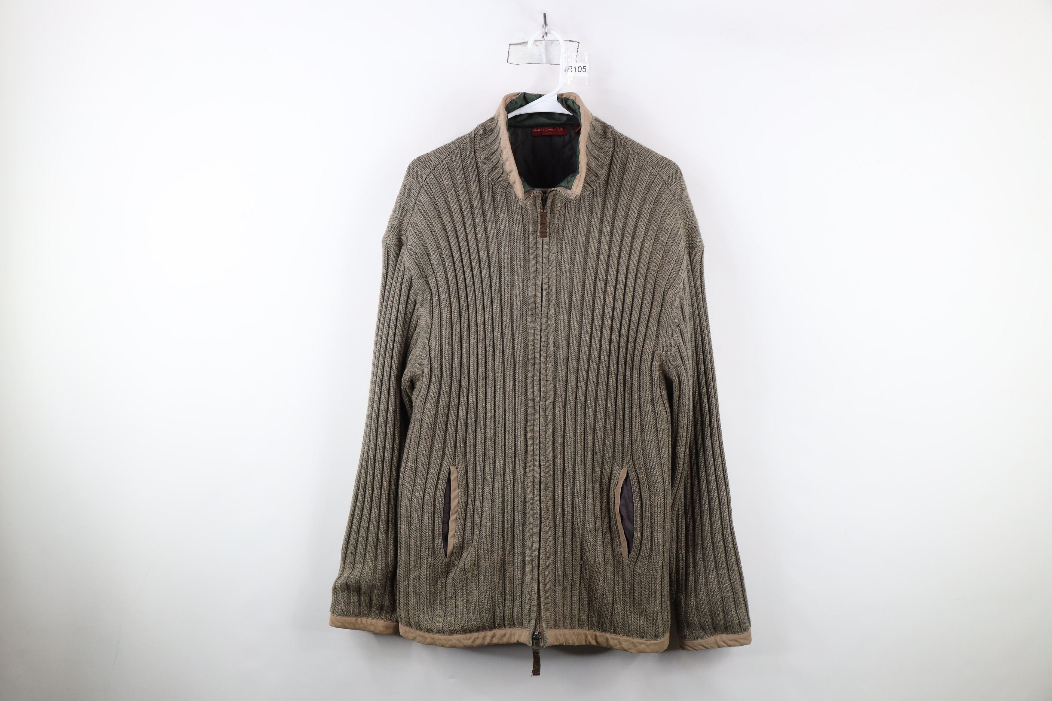 Vintage Vintage 90s Streetwear Quilted Ribbed Knit Sweater Jacket Size US L / EU 52-54 / 3 - 1 Thumbnail