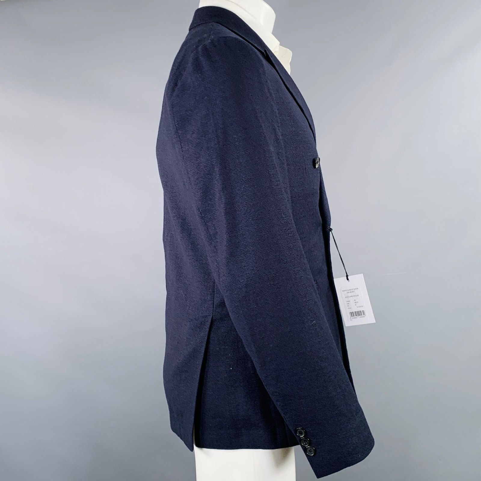 Paul Smith PAUL SMITH Size 40 Navy Wool Linen Peak Lapel Sport Coat Size 40R - 3 Thumbnail