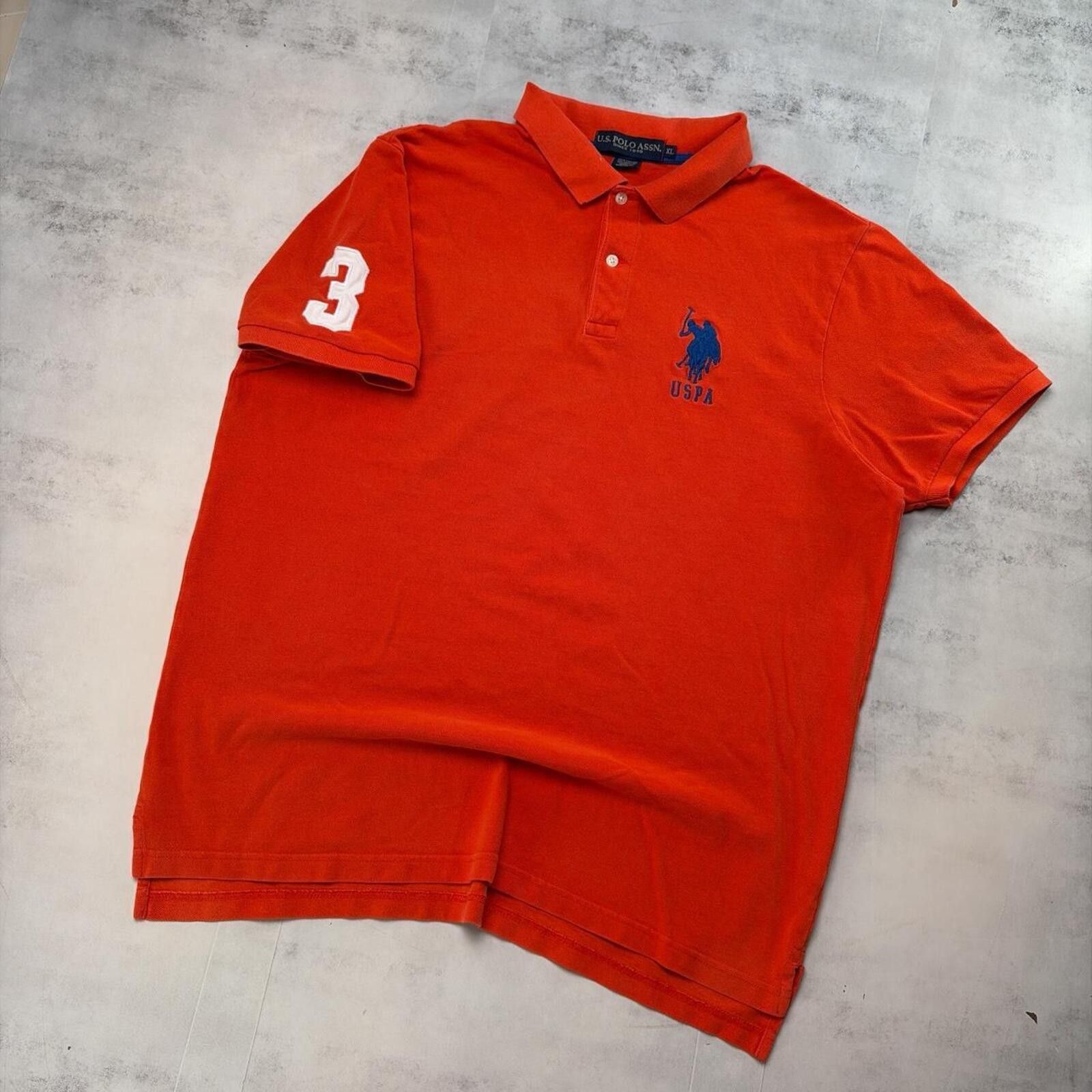 U.S. Polo Assn. Y2K Orange U.S. Polo Assn Grunge Big Pony Polo Shirt Size US XL / EU 56 / 4 - 2 Thumbnail