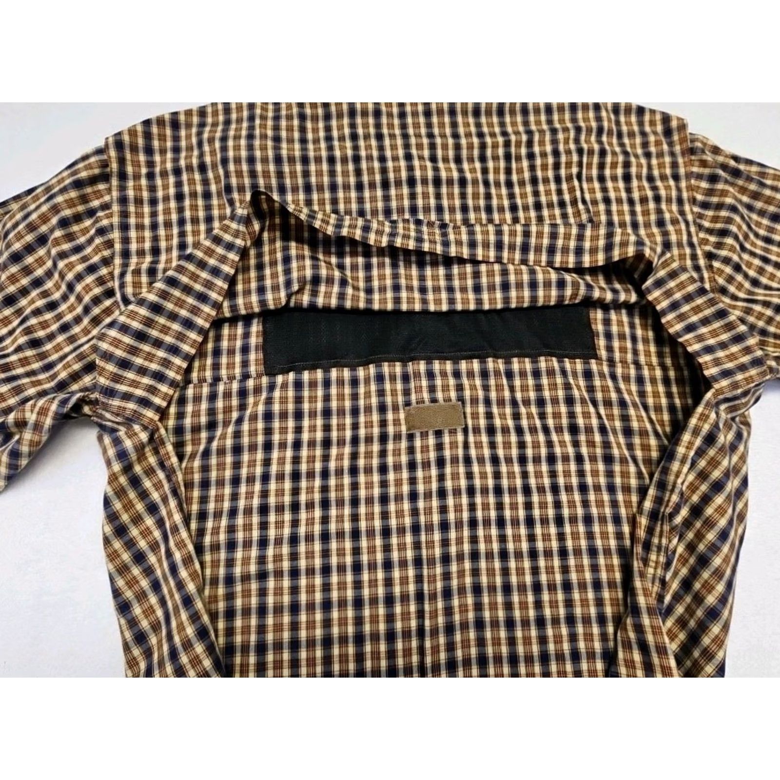 Vintage Mens 3XL Plaid Utility Shirt Short Sleeve Brown Blue Button Down Collared Cotton Outdoor Pockets Size US XXL / EU 58 / 5 - 7 Thumbnail