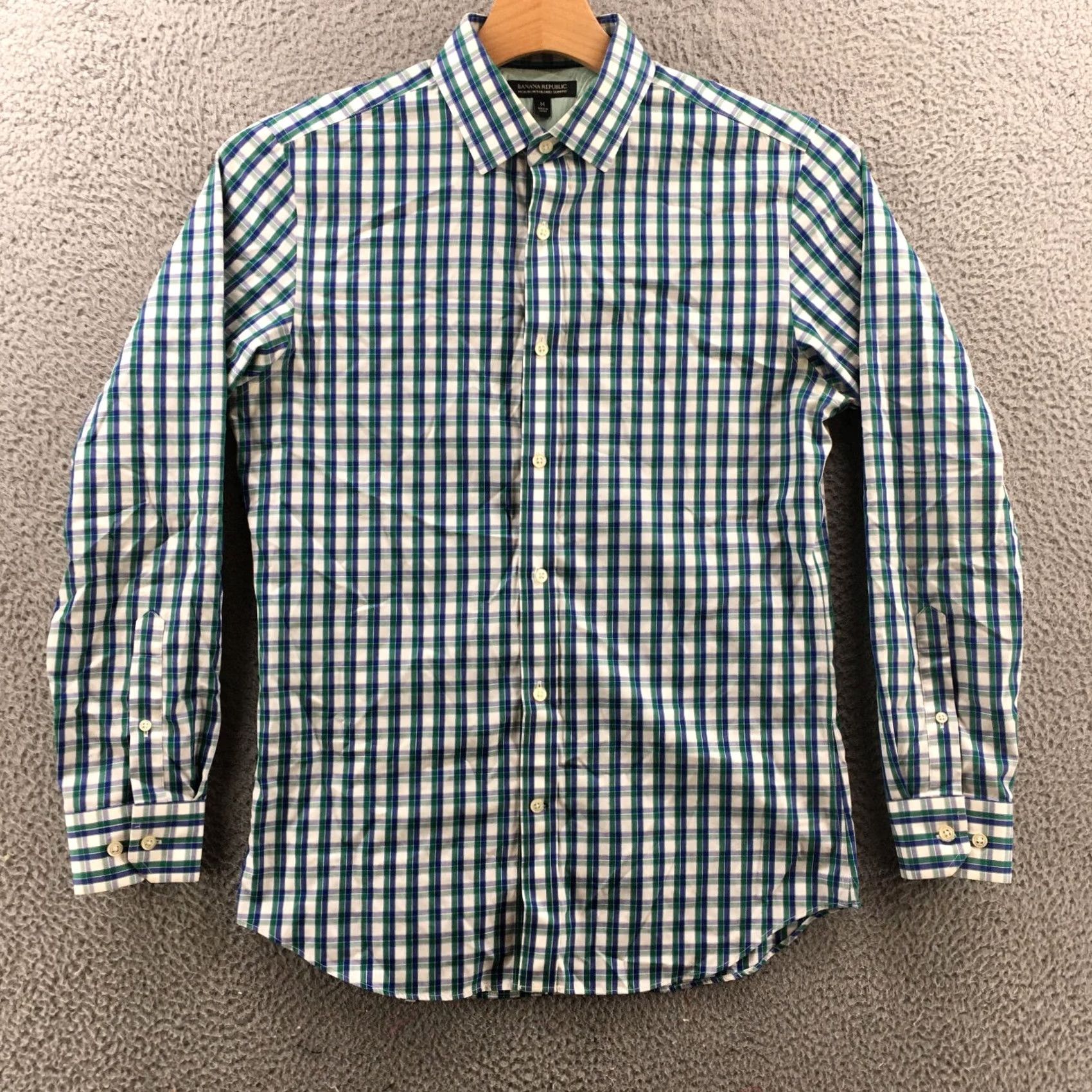 Banana Republic Banana Republic Button-Up Dress Shirt Mens M Multicolor Collared Long Sleeves Shirt Mens Regular Multicolor Plaid Button-Up Non-Iron All Seasons Size 40R - 2 Thumbnail