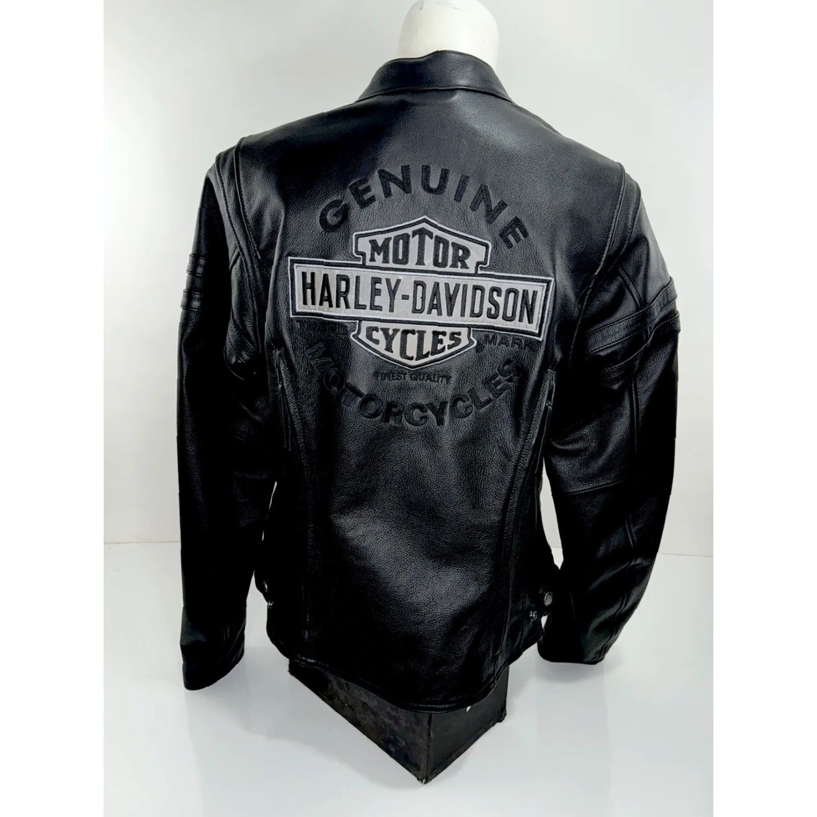 Harley Davidson HARLEY-DAVIDSON Embroidered LEATHER Womens L Motorcycle Jacket - MINT, Black, Motorcycle, Jacket, Women, Harley-Davidson, XS/Adult L Size L / US 10 / IT 46 - 2 Thumbnail
