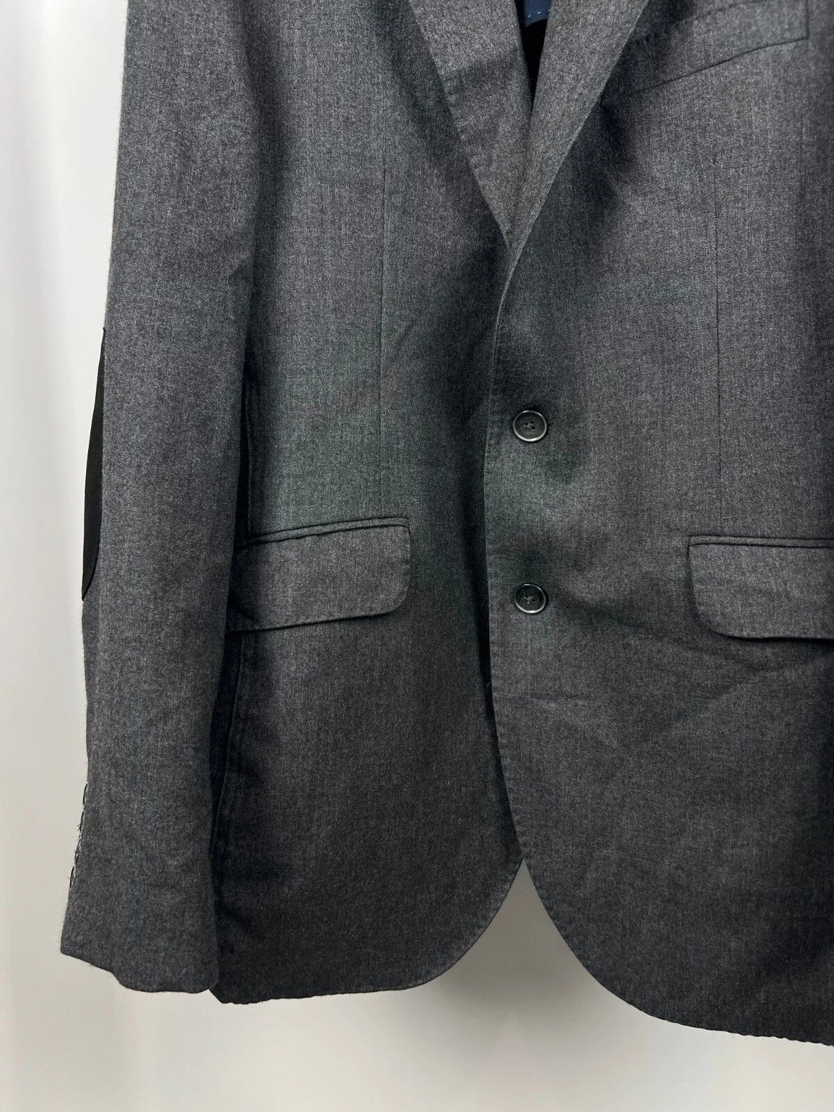 Hackett Hackett London Grey Flannel Half Lined Elbow Patch Blazer Size 42R - 8 Thumbnail