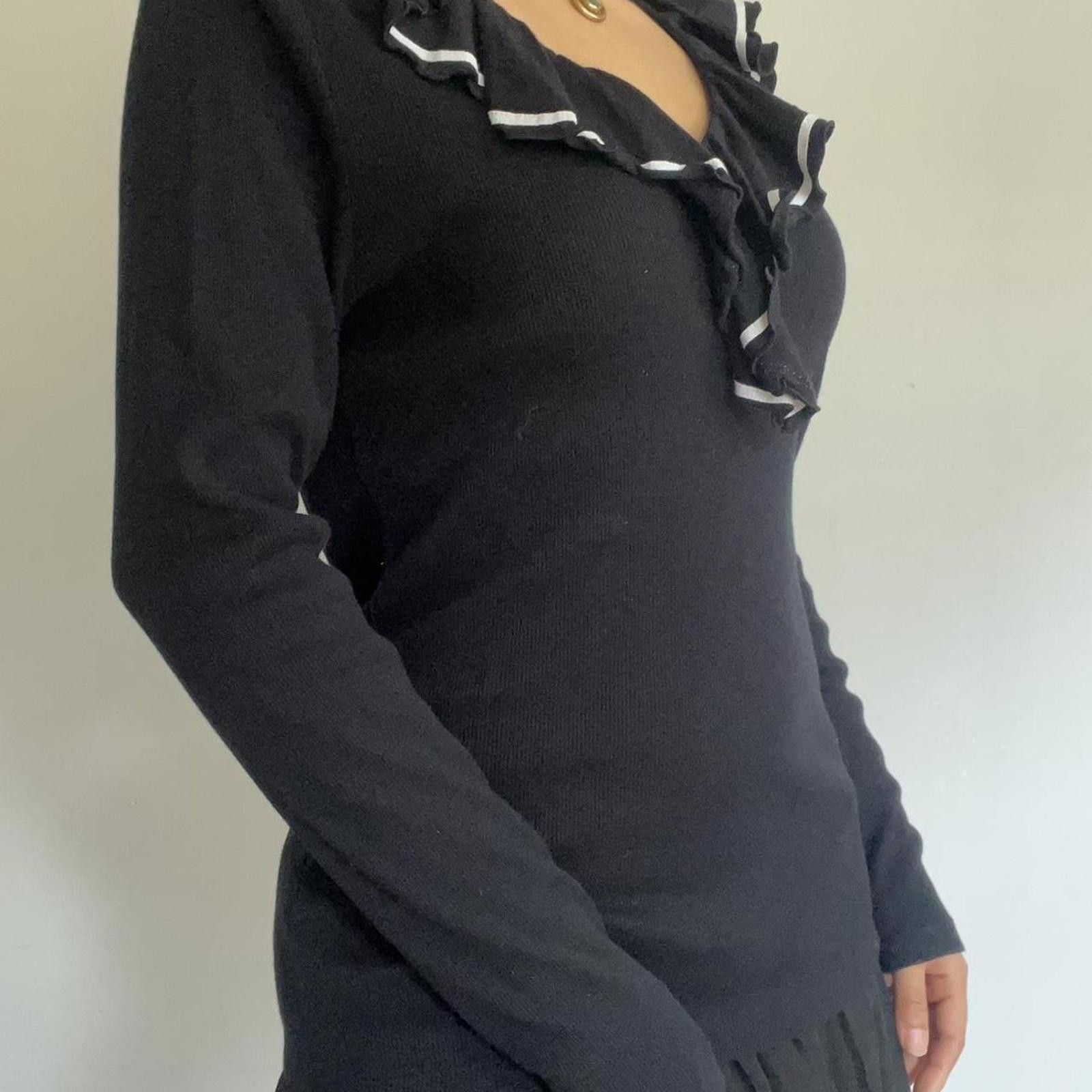 Lauren Ralph Lauren Navy blue ruffle neck sweater with white details #balletcore Size M / US 6-8 / IT 42-44 - 5 Thumbnail
