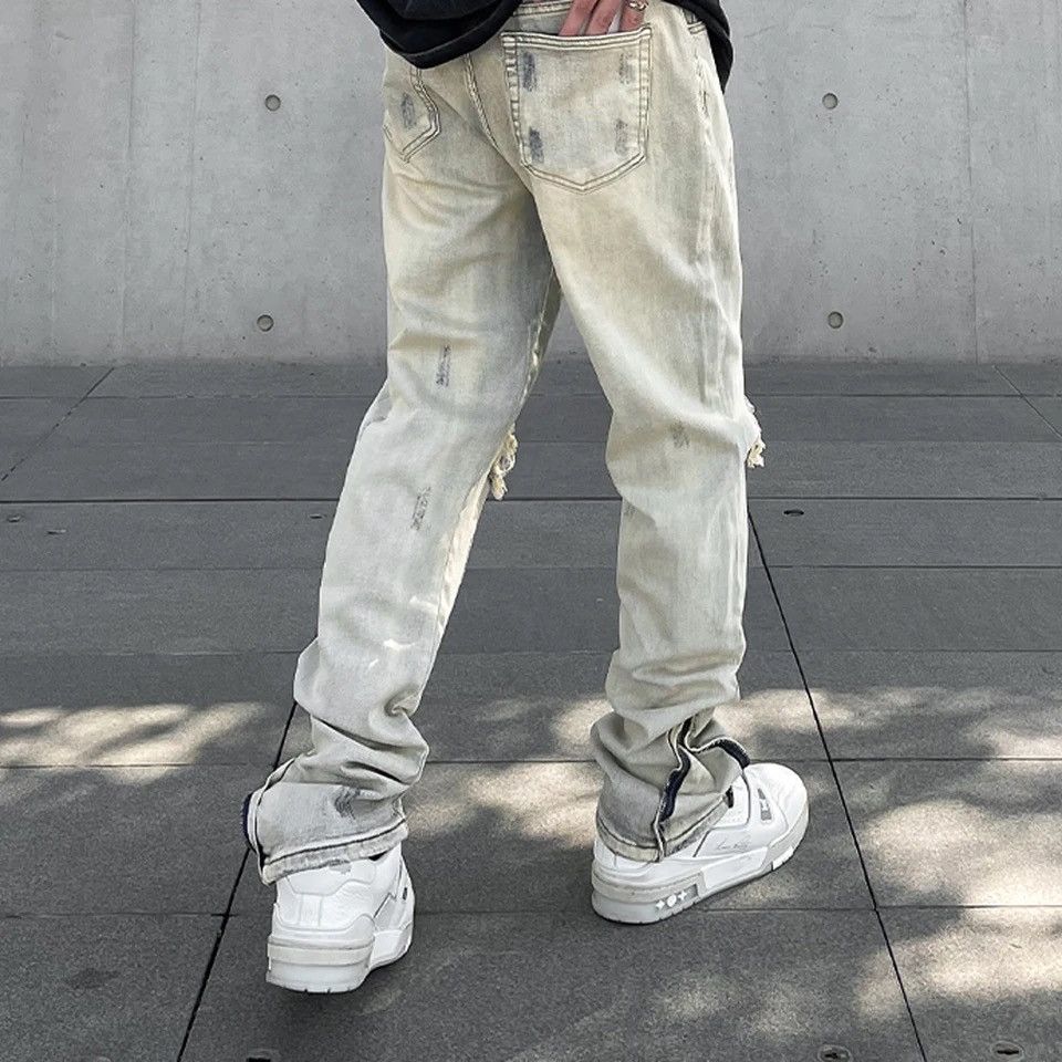 Vintage Ripped Skinny Jeans Men Y2k High Street Fashion Size US 33 - 6 Thumbnail