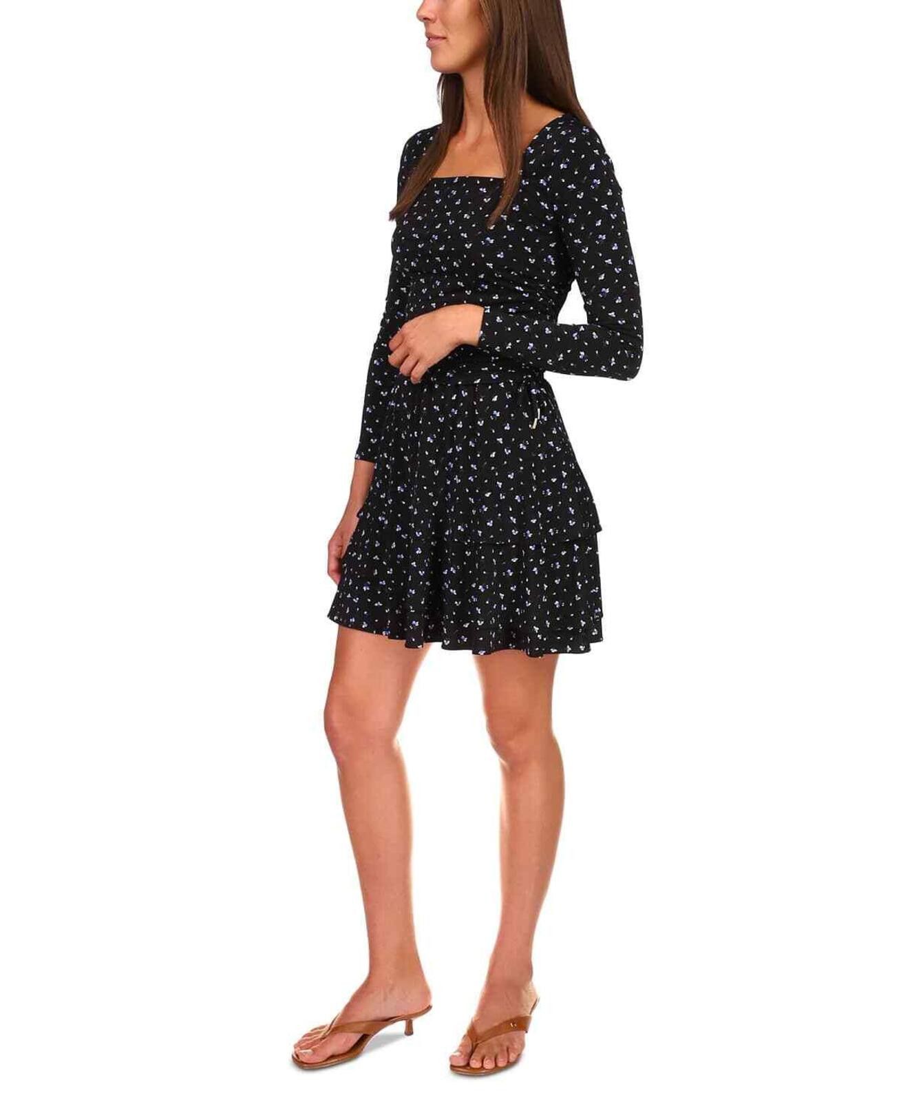 Michael Kors MICHAEL Michael Kors Women's Blue Floral-Print Tiered Skirt Size 36" / US 14 / IT 50 - 5 Thumbnail