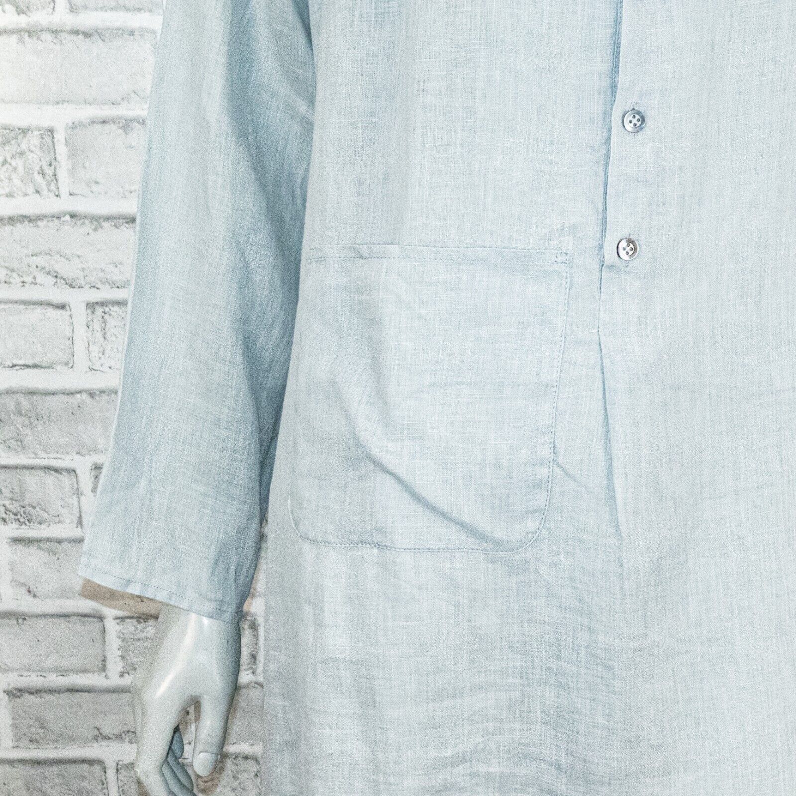eskandar Eskandar 100% Linen Oversize Tunic Blouse with pocket blue Size ONE SIZE - 12 Thumbnail