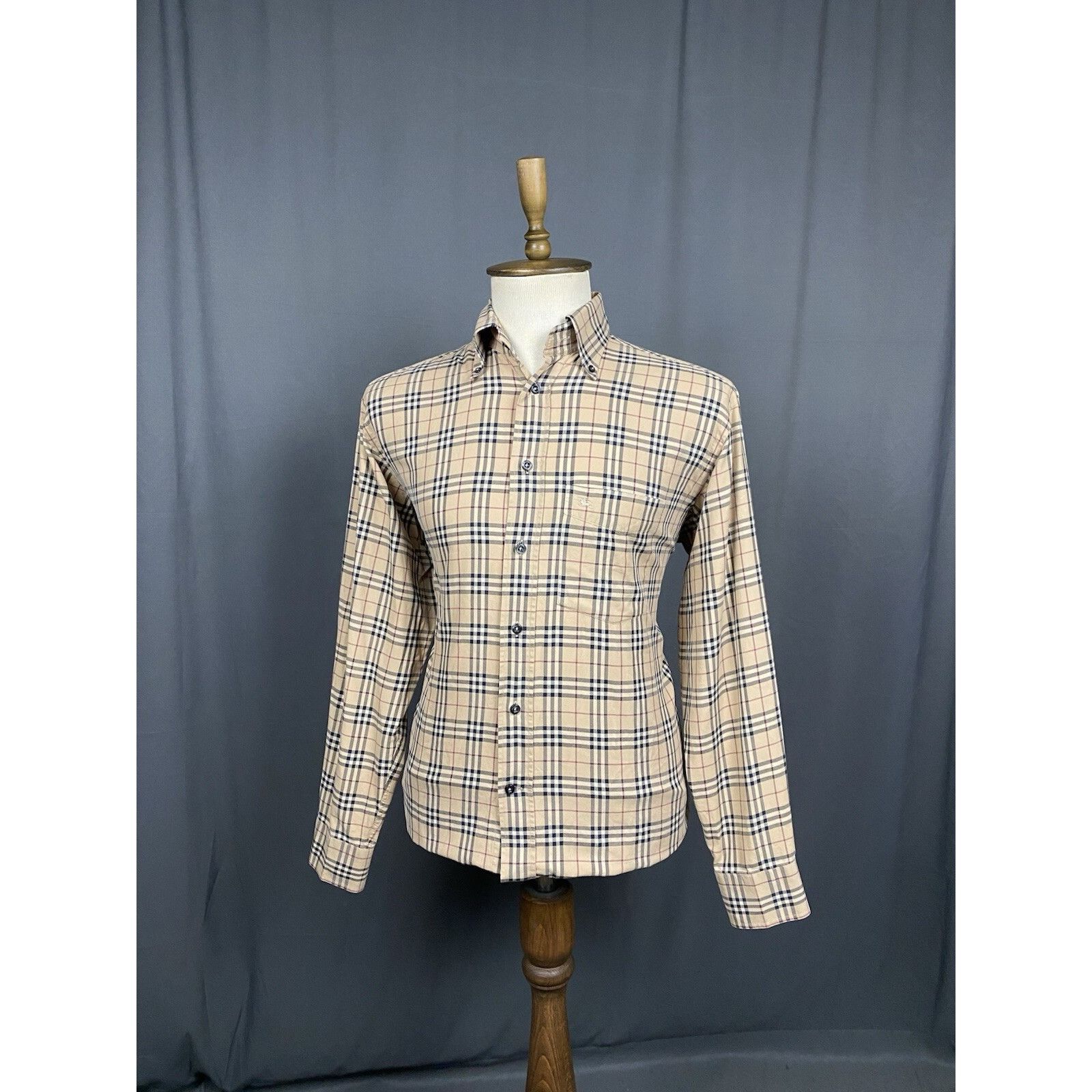 Burberry Burberry Nova Check VTG Men's Beige Checked Longsleeve Shirt Size US M / EU 48-50 / 2 - 2 Thumbnail