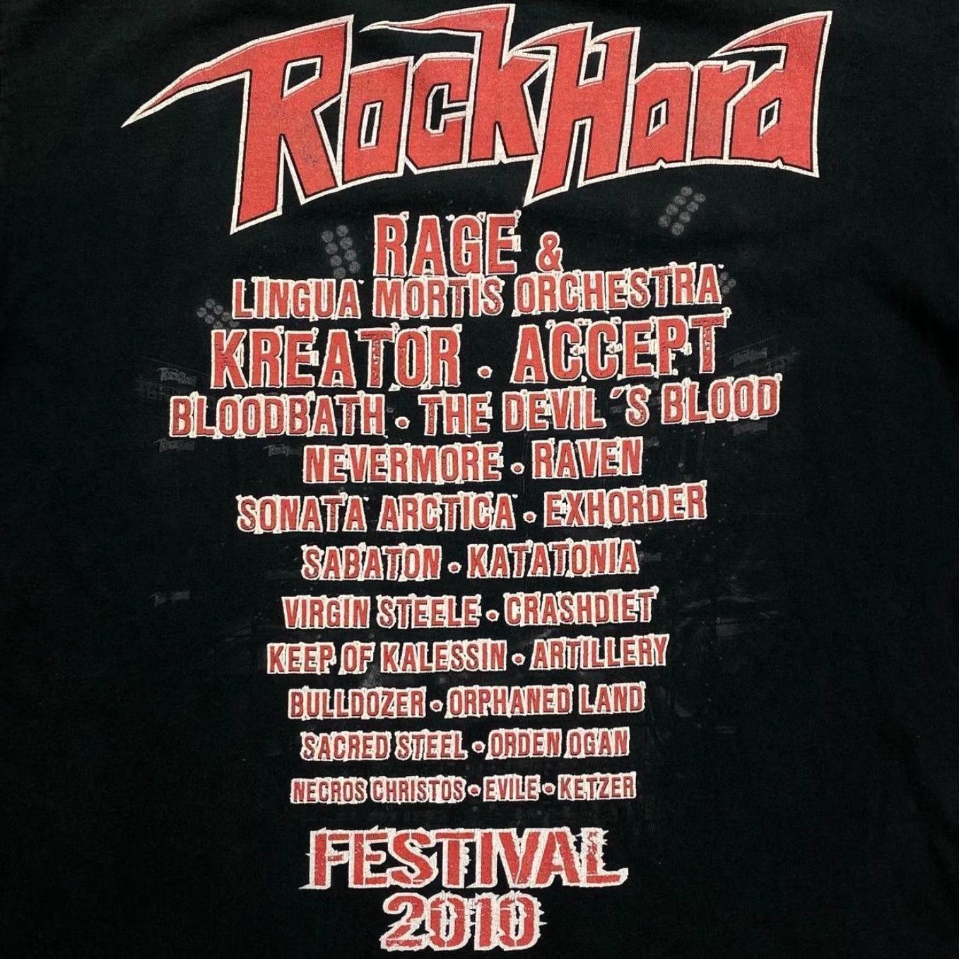 Fruit Of The Loom Rock Hard Festival 2010 Graphic Music Band Festival Lineup Black T-Shirt Large Size US L / EU 52-54 / 3 - 4 Thumbnail