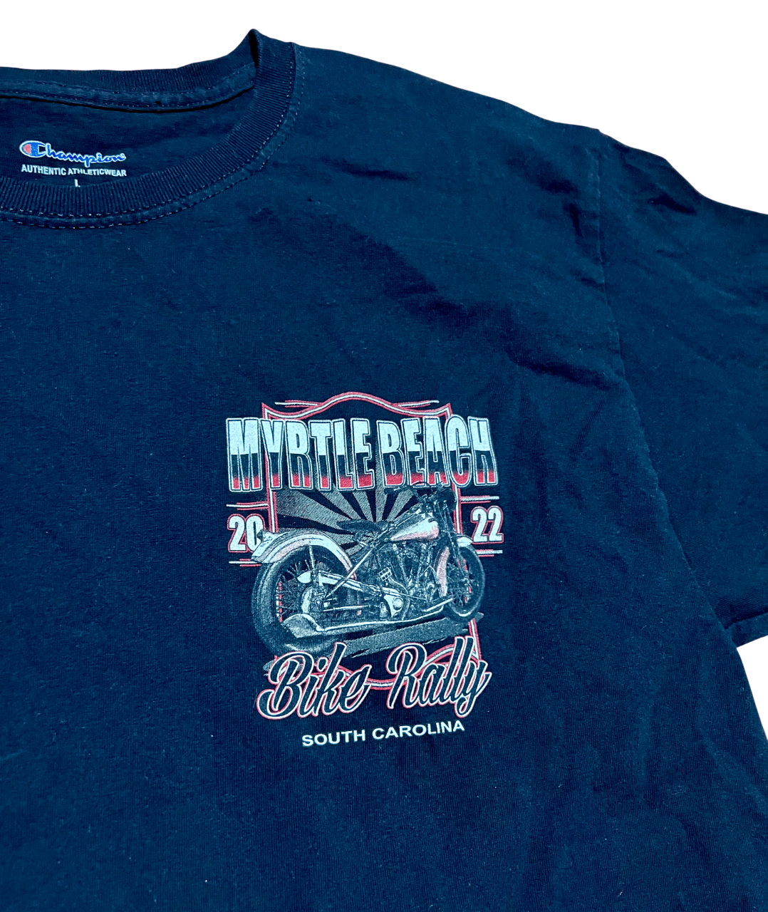 Champion Mrytle Beach Bike Rally Champion Black 2022 Graphic T-Shirt Size US L / EU 52-54 / 3 - 3 Thumbnail