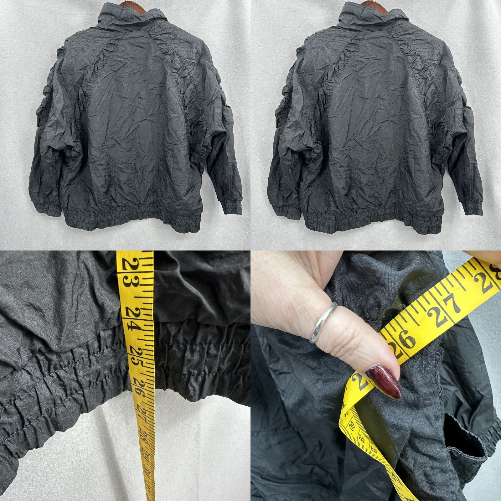 Etro VINTAGE Izzi Windbreaker Jacket Womens L Black 90s Retro Y2K Ruched Zipper Sport Size L / US 10 / IT 46 - 9 Thumbnail