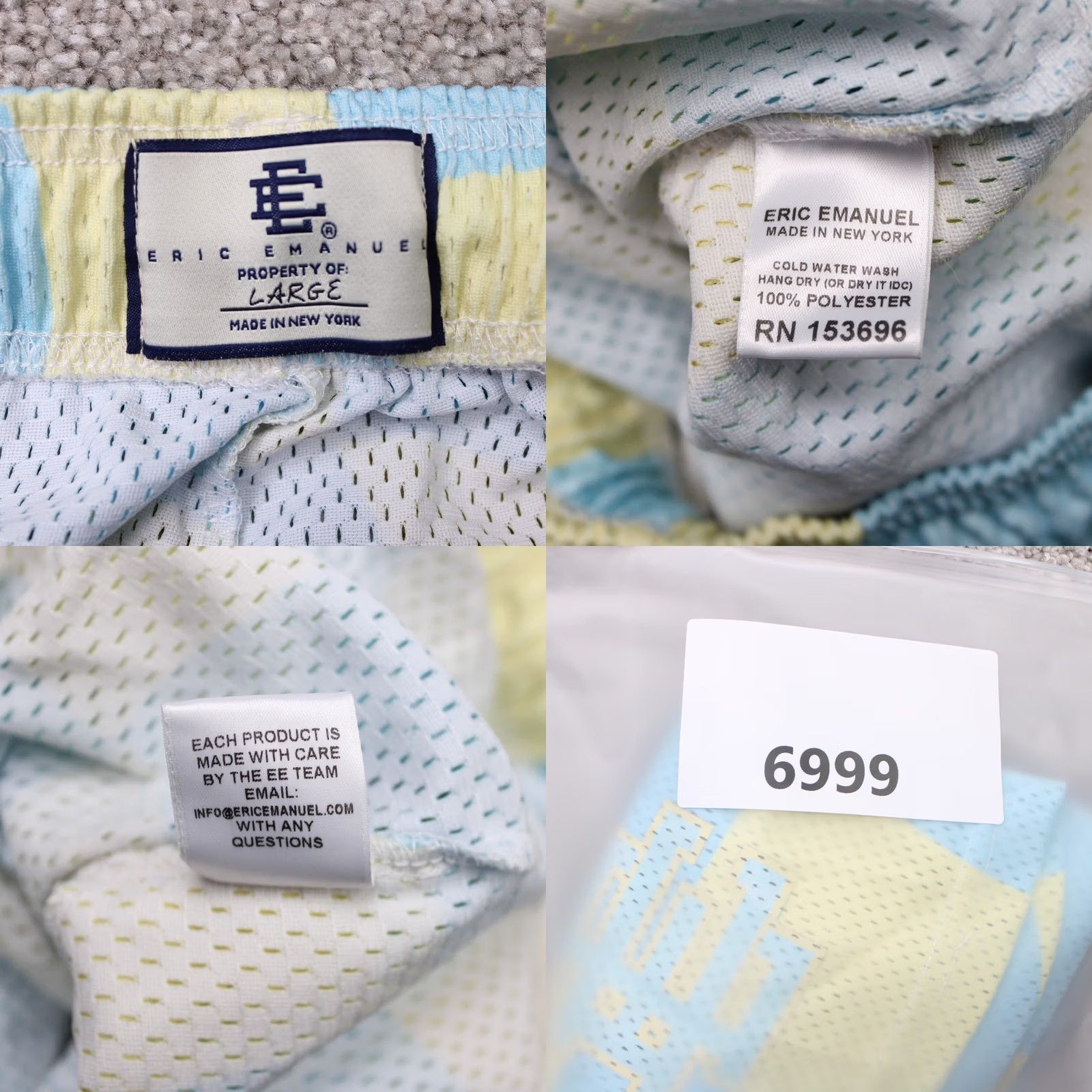 Eric Emanuel Eric Emanuel EE Shorts Men Large Blue/Yellow Wavy Flag Drawstring Athletic Size US 33 - 8 Thumbnail