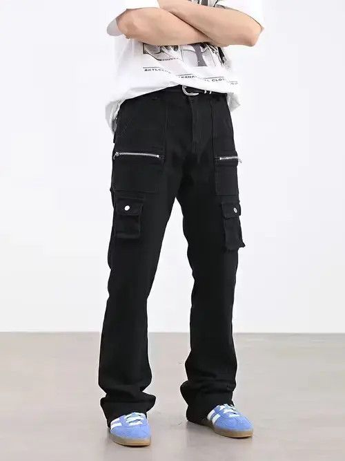 Jean cargo zipper flared tactical pants Size US 30 / EU 46 - 4 Thumbnail