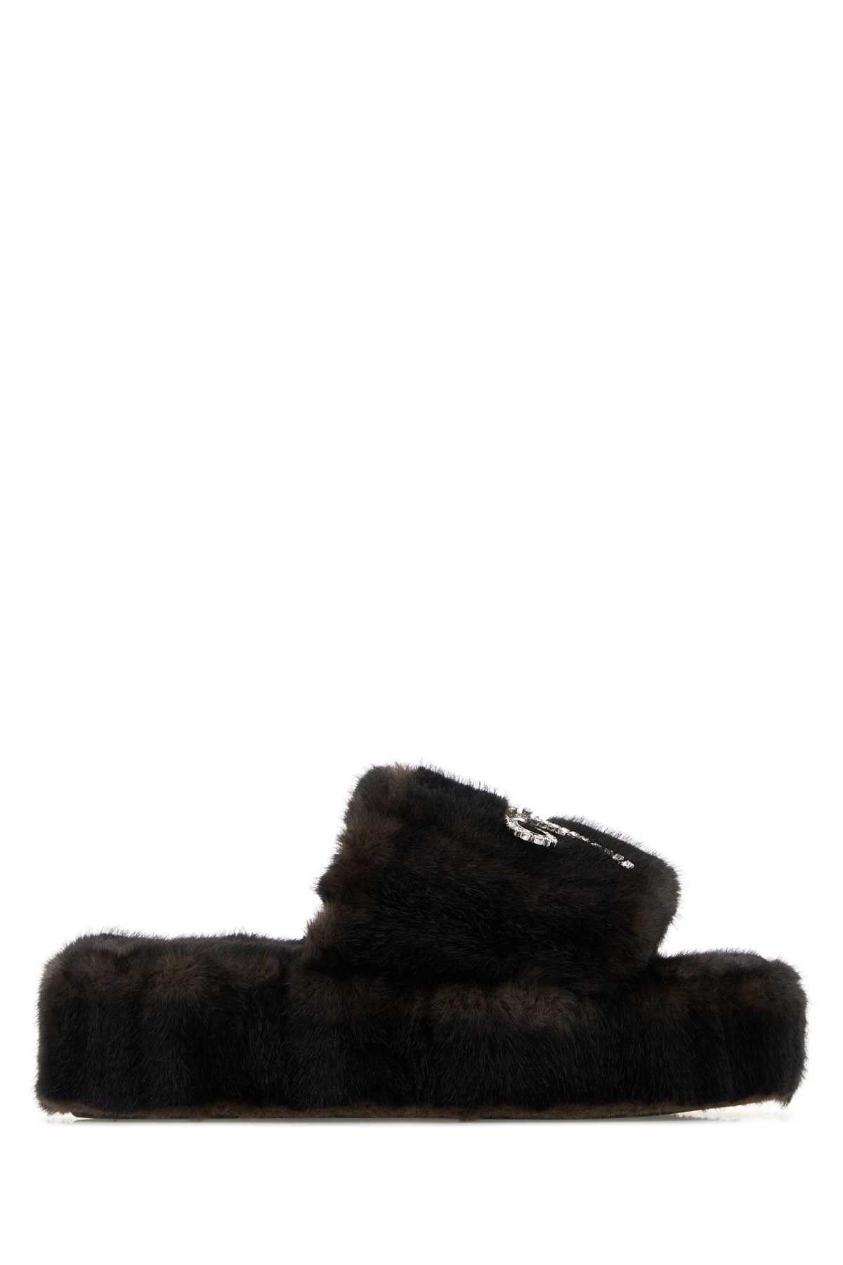 Balenciaga Dark Brown Eco Fur Slippers Size US 6 / IT 36 - 1 Thumbnail