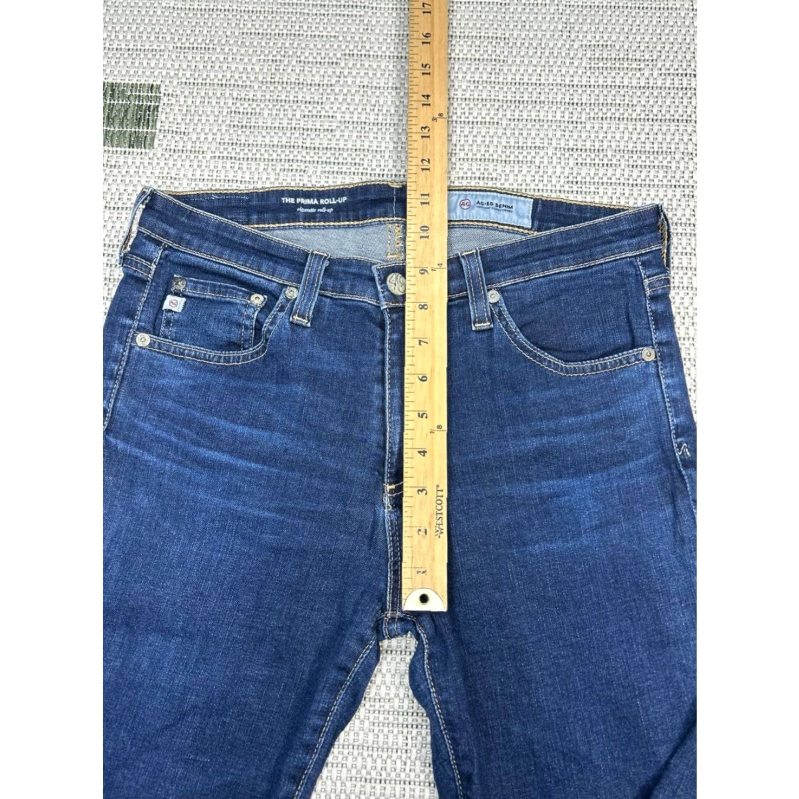 Vintage AG Adriano Goldschmied The Prima Cigarette Roll Up Jeans Womens 29 Blue 29x26 Jeans Size 29" - 4 Thumbnail