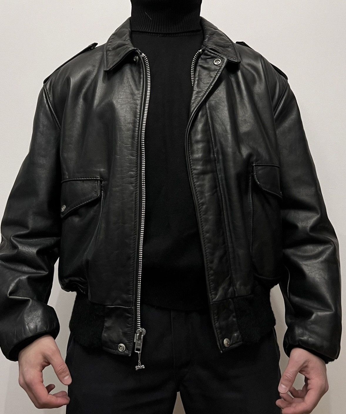 Schott Vintage Iconic Schott A2 Aviator Leather 21 Jacket Rare USA Size US L / EU 52-54 / 3 - 1 Thumbnail