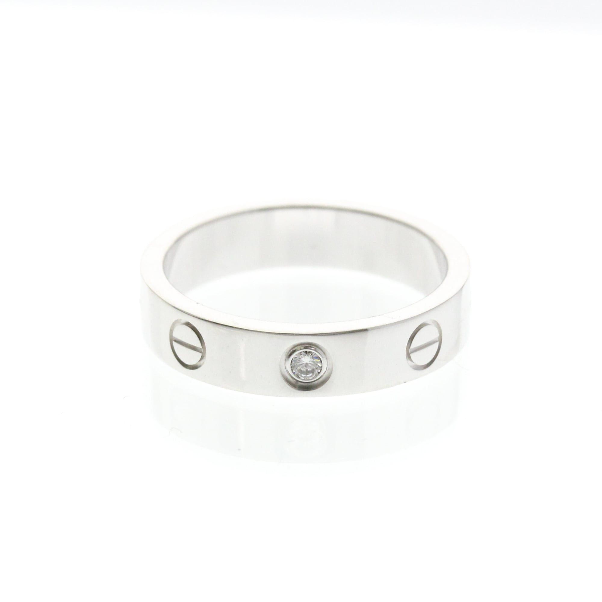 Cartier Cartier Mini Love Ring With 1 Diamond White Gold (18K) Fashion Diamond Band Ring Silver Size ONE SIZE - 1 Thumbnail