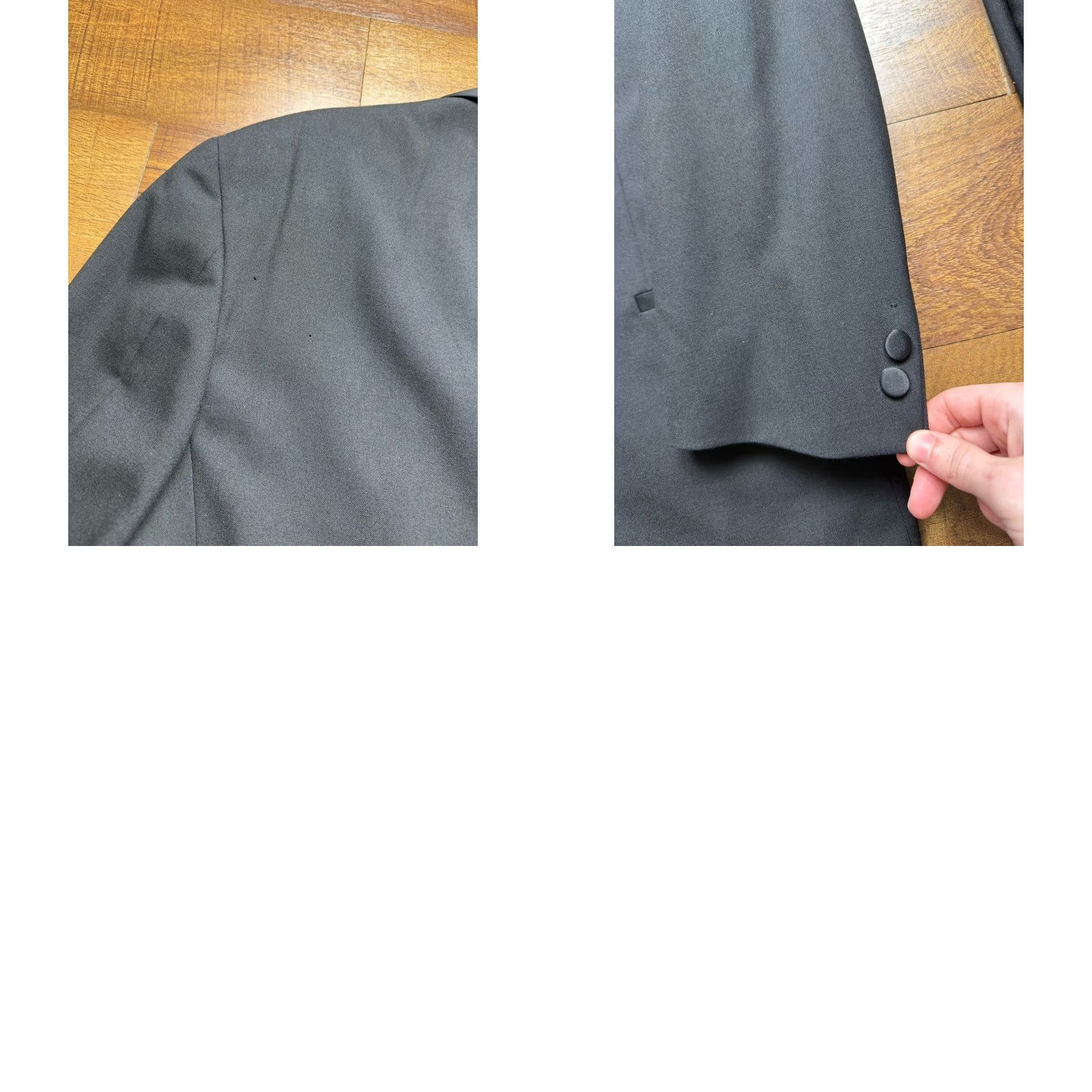 Vintage Jhane Barnes black Shawl collar wool and satin Tuxedo Mens 44R 2pc Formal Suit Jacket & Pants Size 44R - 11 Thumbnail