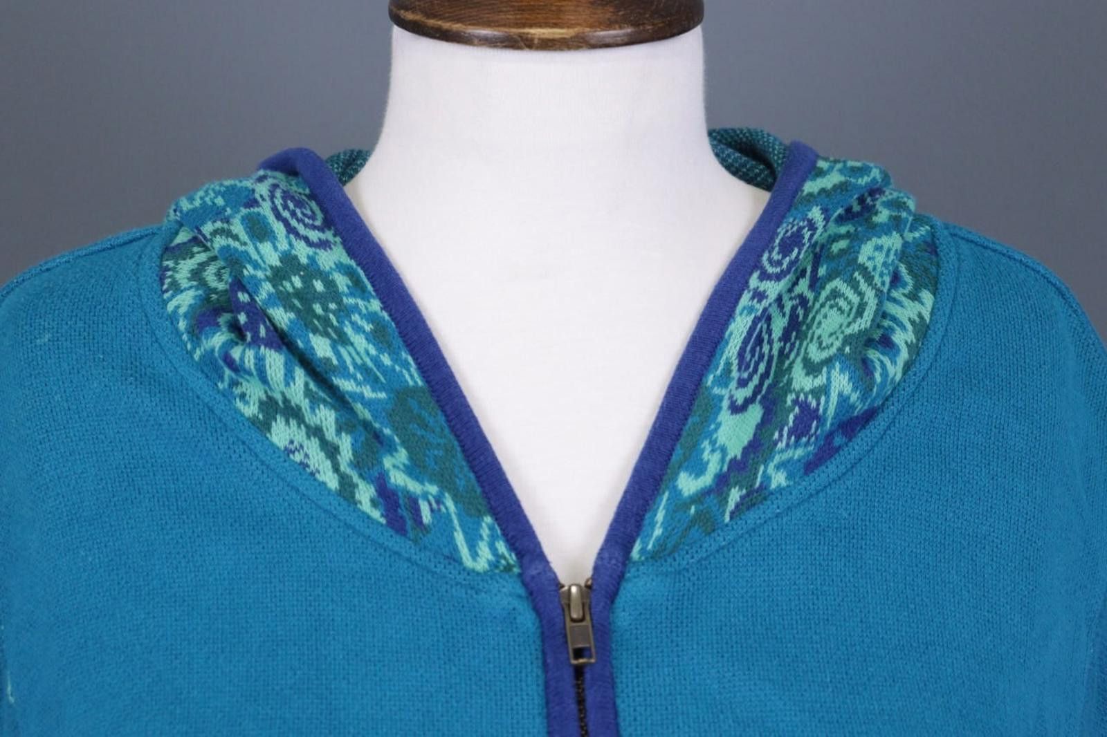 Designer Deerberg Blue Full Zip Floral Lagenlook Coat Jacket Size L Size L / US 10 / IT 46 - 6 Thumbnail