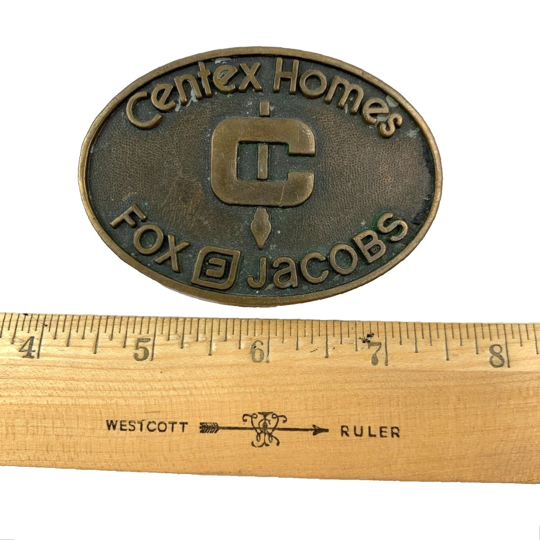 Vintage VINTAGE Centex Homes Fox Jacobs Jostens Metal Belt Buckle Belt Buckle Gold Brass Occupational Adult Unisex 1990s Jostens Mens Womens Boys Girls Size ONE SIZE - 4 Thumbnail