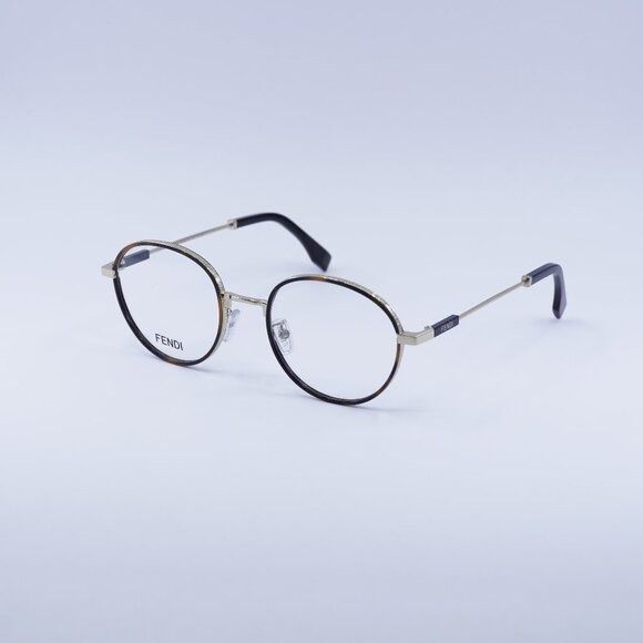Fendi Fendi FE50052U 032 Eyeglasses Havana/Gold 51mm Round Frame Size ONE SIZE - 1 Thumbnail