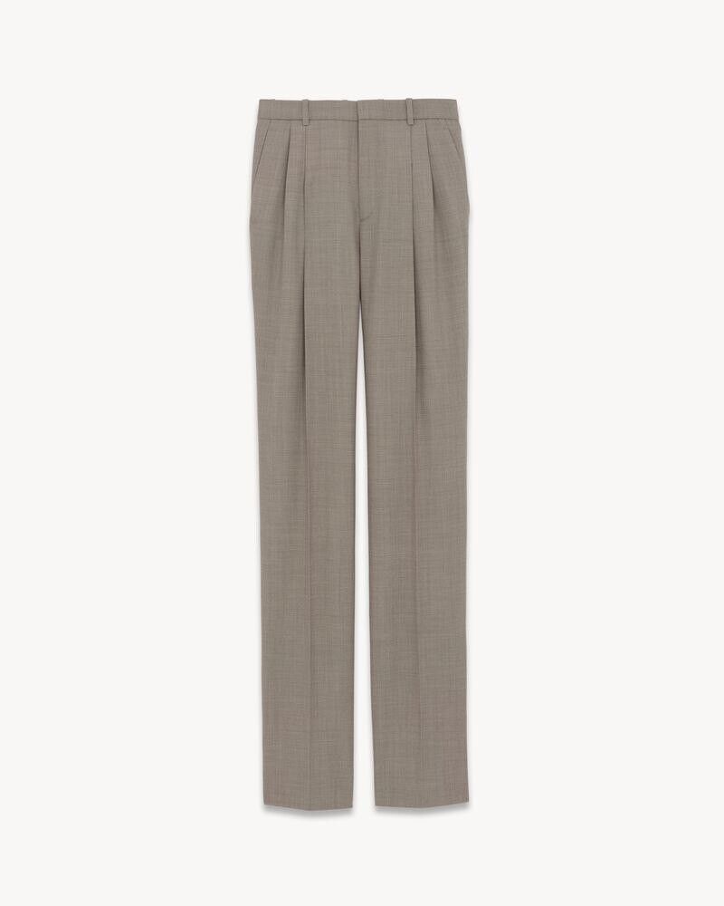 Saint Laurent Paris o1b1hav110525 780236 High-Waisted Pants in Wool in Beige Size US 30 / EU 46 - 1 Thumbnail