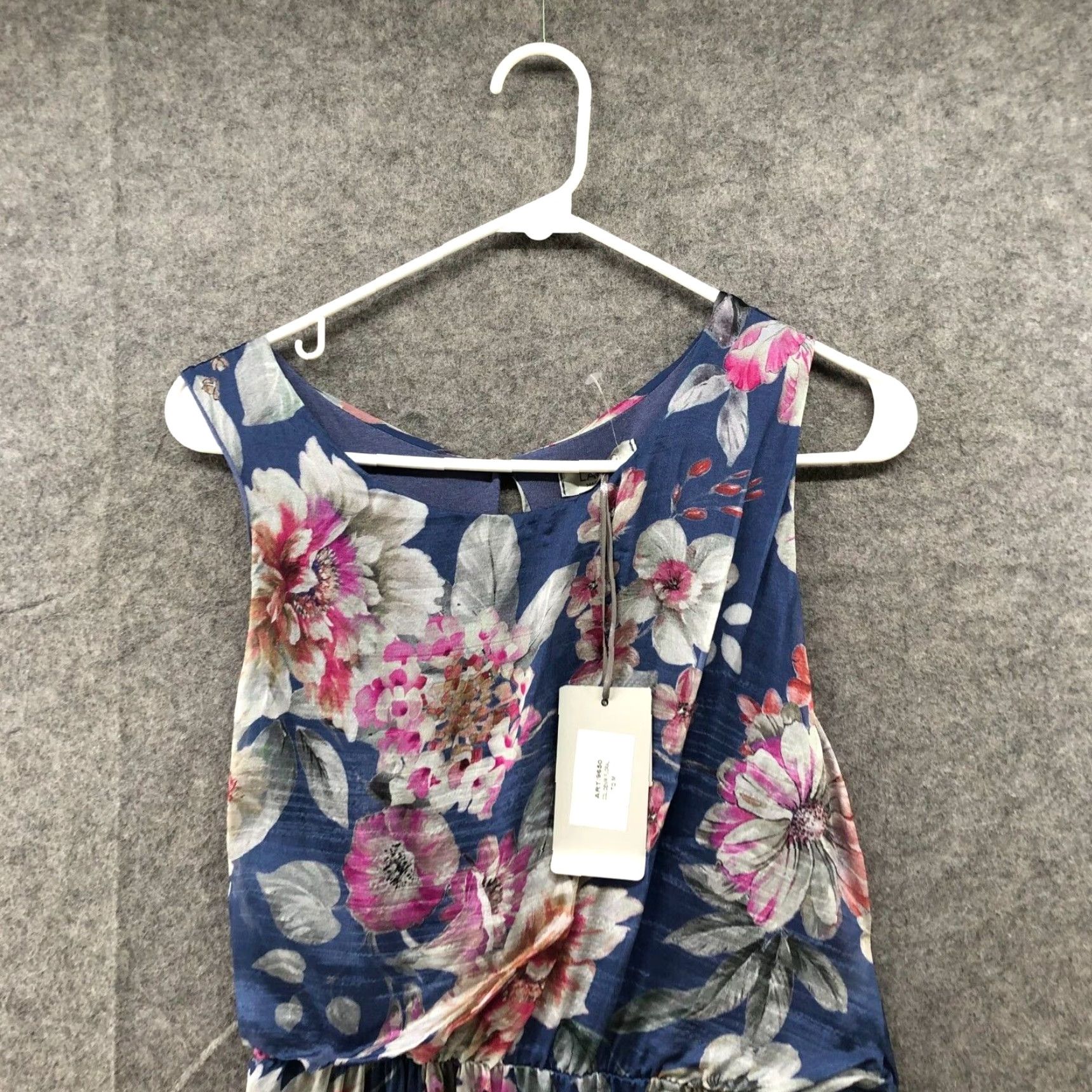 Vintage Larag Silk Blend Floral Maxi Dress Women Size M Blue Pink A-Line Sleeveless Floral Italy NWT Size M / US 6-8 / IT 42-44 - 2 Thumbnail