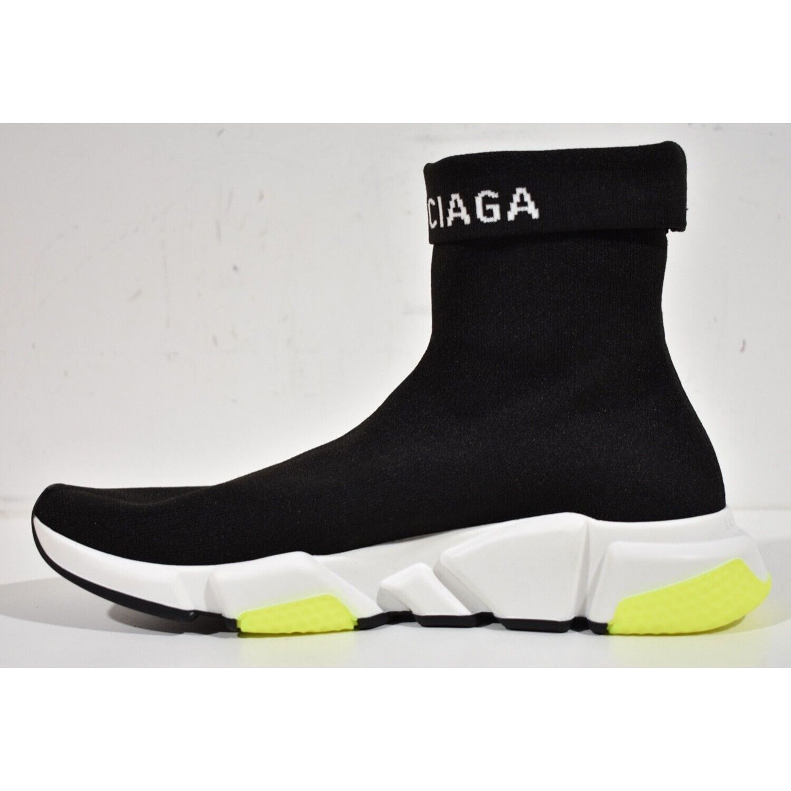 Balenciaga Balenciaga Mens Sock Speed Black White Yellow Logo Size US 10 / EU 43 - 8 Thumbnail