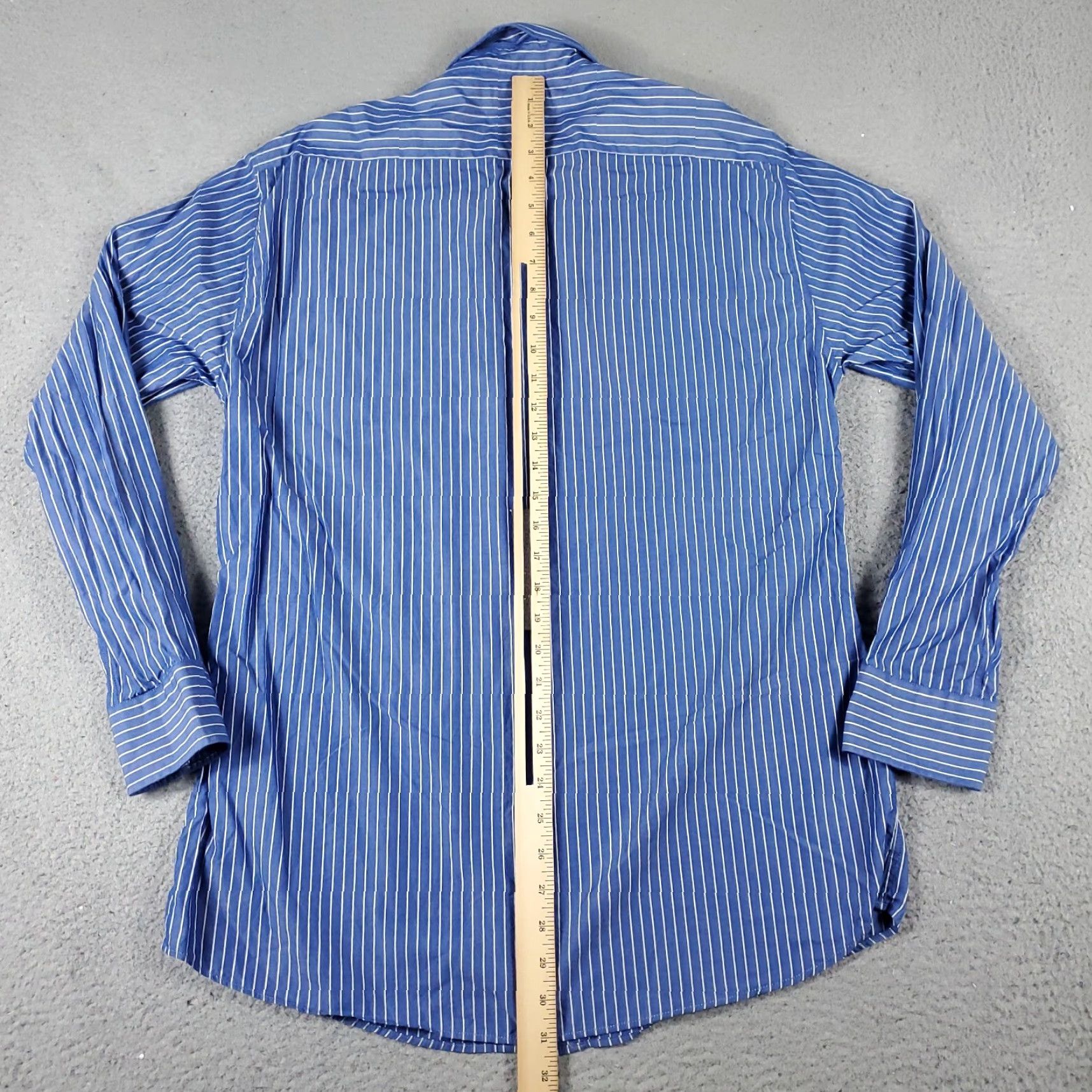 Tommy Hilfiger VINTAGE Tommy Hilfiger Dress Shirt Men 16 Blue White Stripe Long Sleeve Button-Up Casual Formal 100% Cotton Mens Regular fit Size 42R - 3 Thumbnail